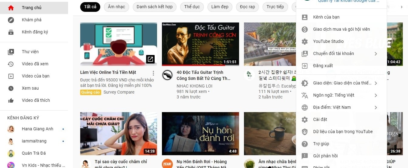 Đăng nhập vào Youtube, để xóa video đã tải lên