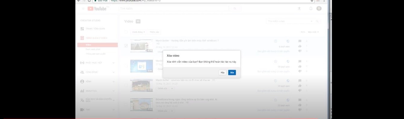 Cách xóa video đã tải lên Youtube, chọn xóa vĩnh viễn